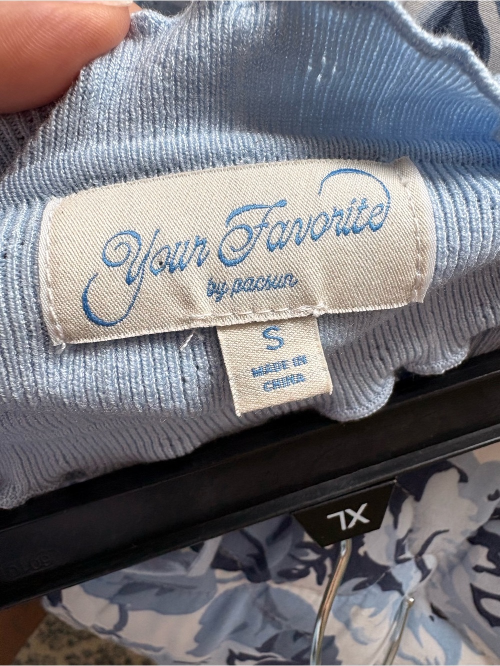 PacSun Pastel Blue Ribbed top with Drawstring - Picture 3 of 6
